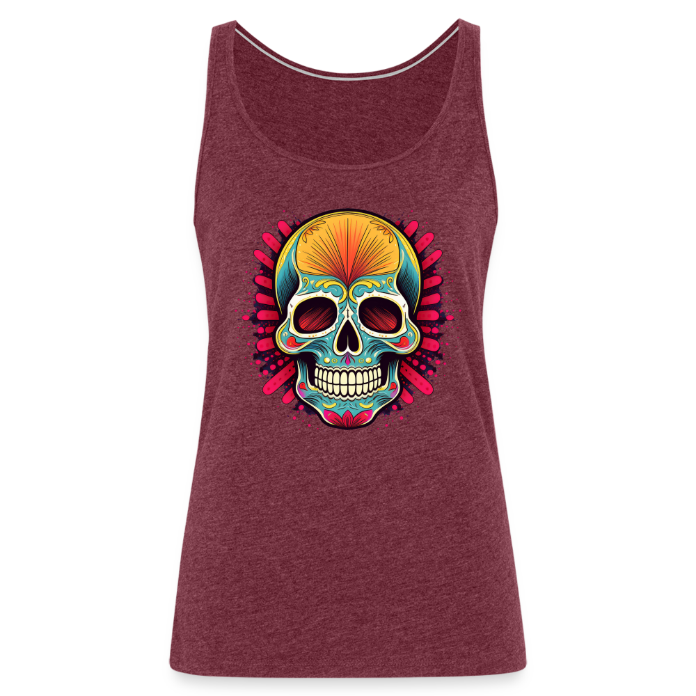 Tanktop Ladies Mexico "Mascarilla Craneo" - Bordeauxrot meliert