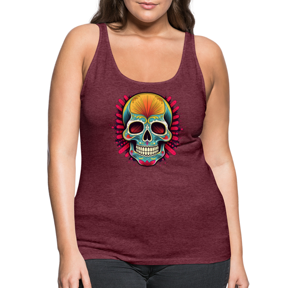 Tanktop Ladies Mexico "Mascarilla Craneo" - Bordeauxrot meliert