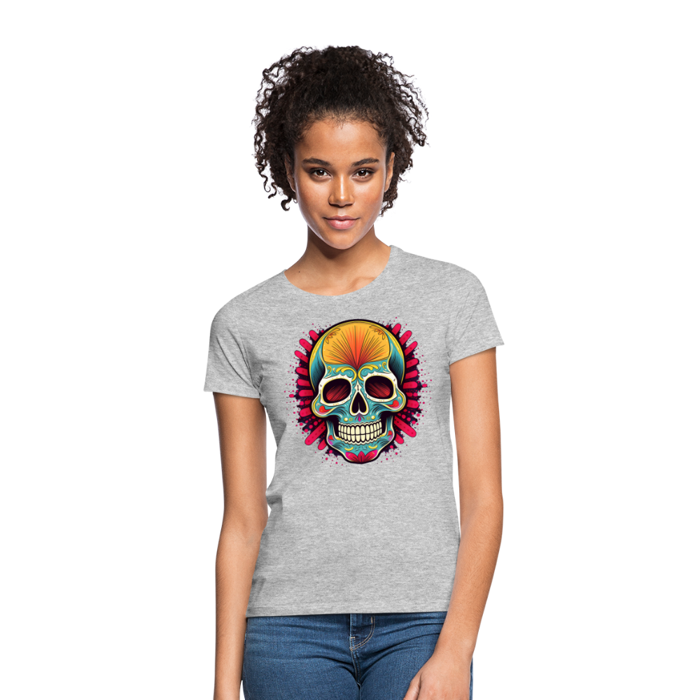 T-Shirt Ladies Mexico "Mascarilla Craneo" - Grau meliert