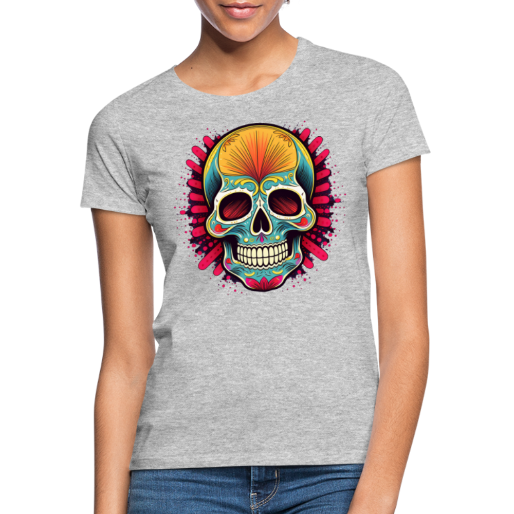T-Shirt Ladies Mexico "Mascarilla Craneo" - Grau meliert