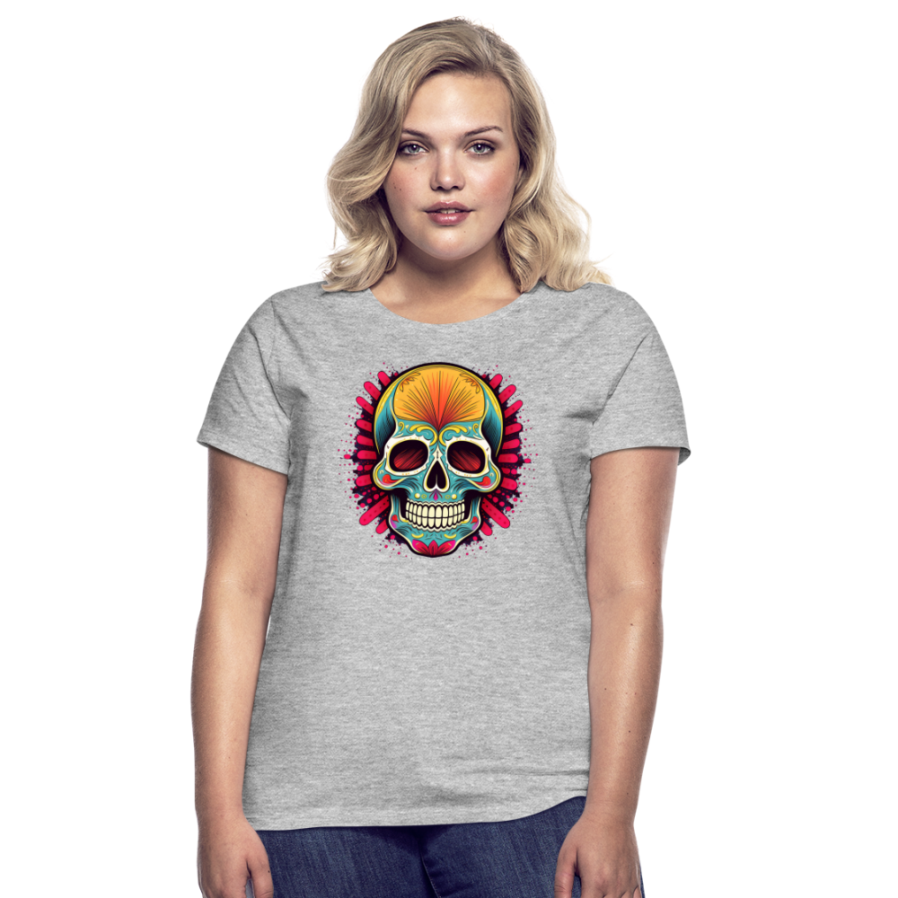 T-Shirt Ladies Mexico "Mascarilla Craneo" - Grau meliert