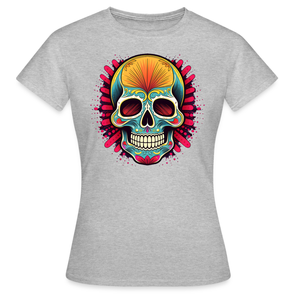 T-Shirt Ladies Mexico "Mascarilla Craneo" - Grau meliert