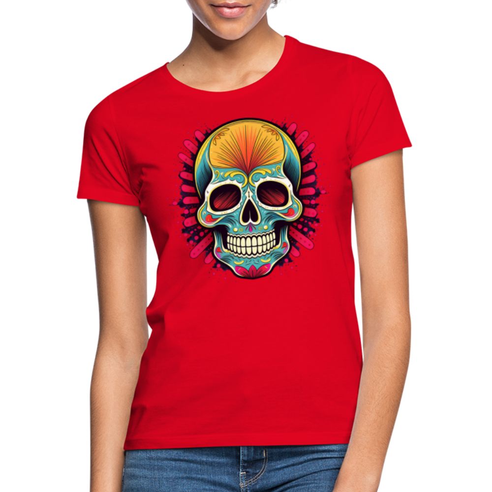 T-Shirt Ladies Mexico "Mascarilla Craneo" - Rot