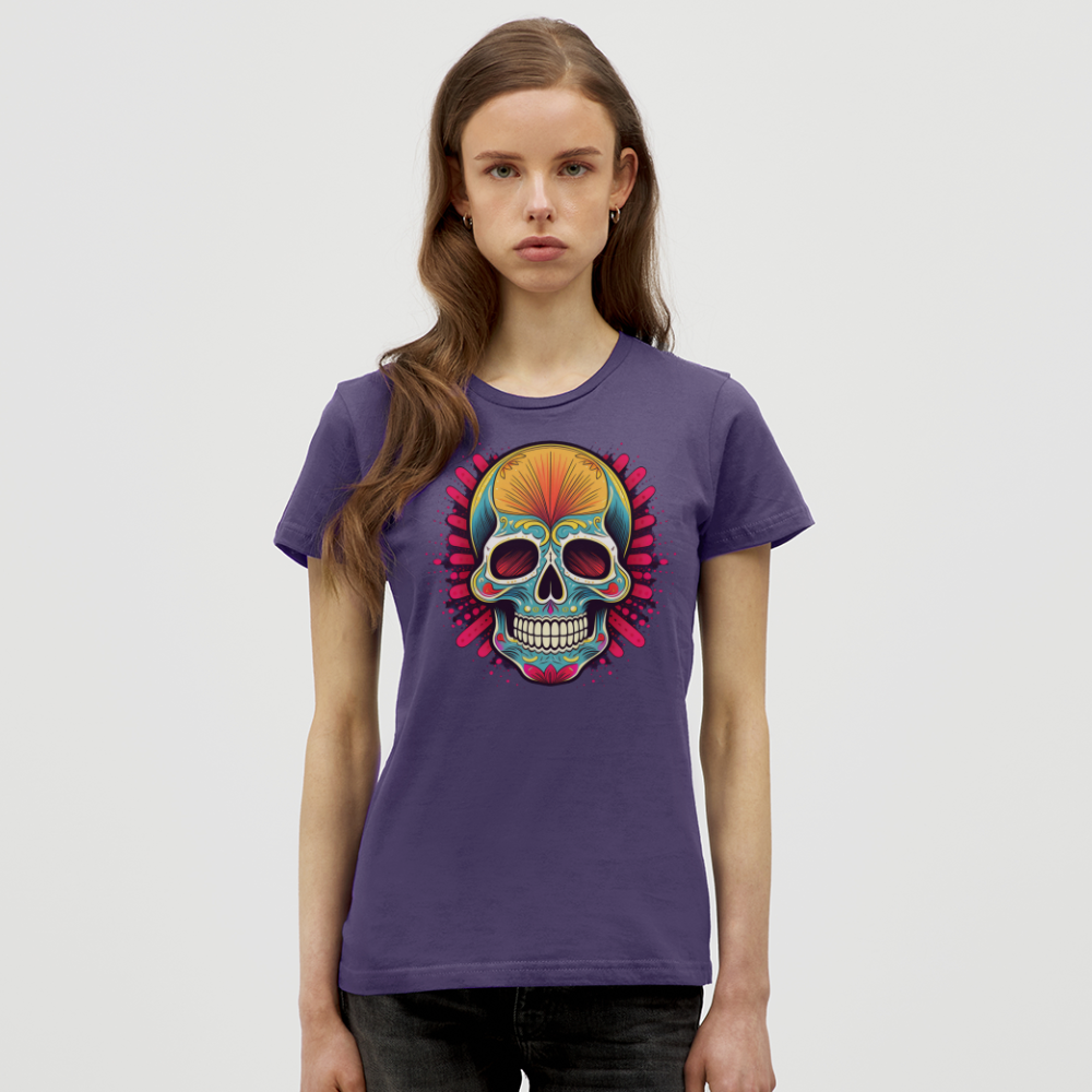 T-Shirt Ladies Mexico "Mascarilla Craneo" - Dunkellila