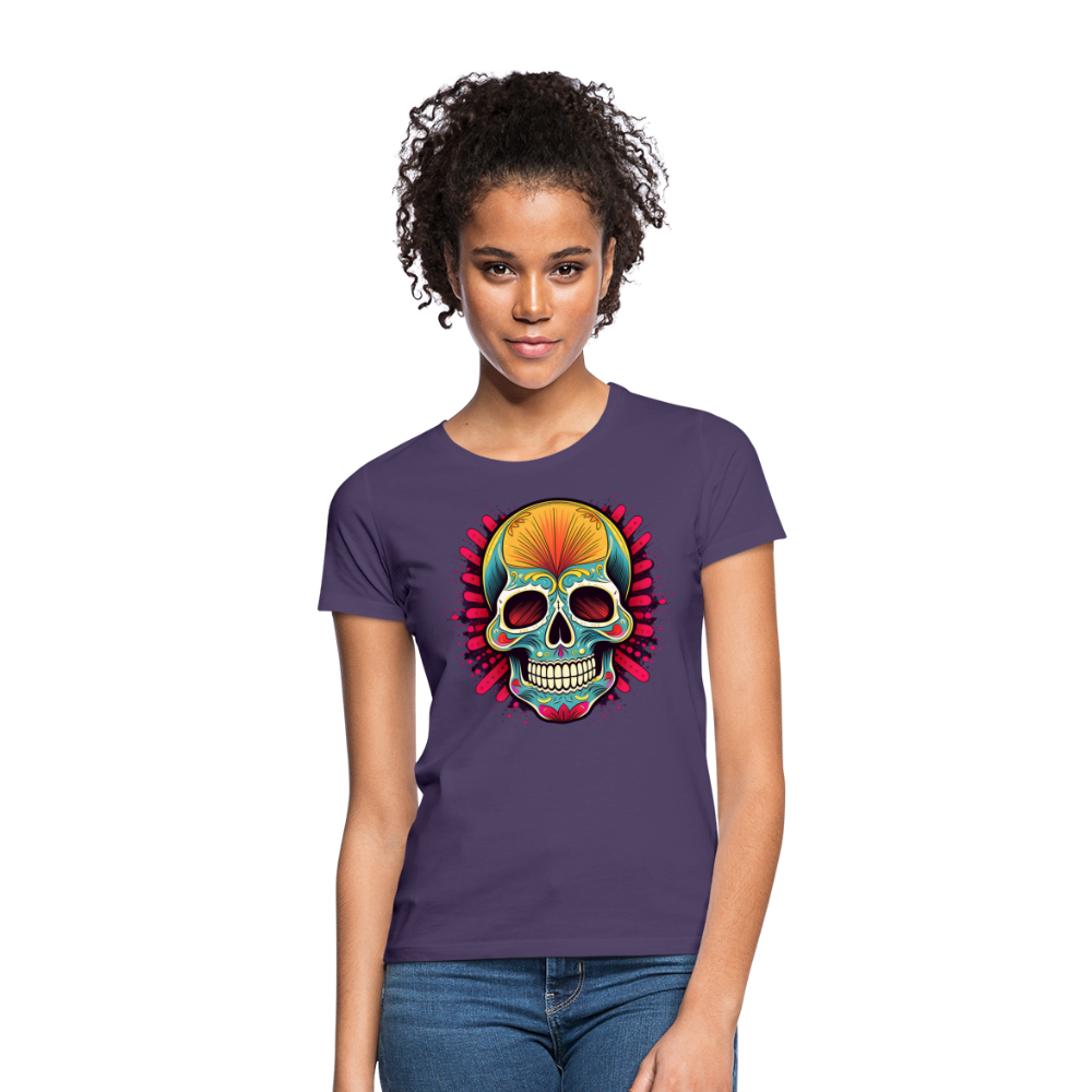 T-Shirt Ladies Mexico "Mascarilla Craneo" - Dunkellila