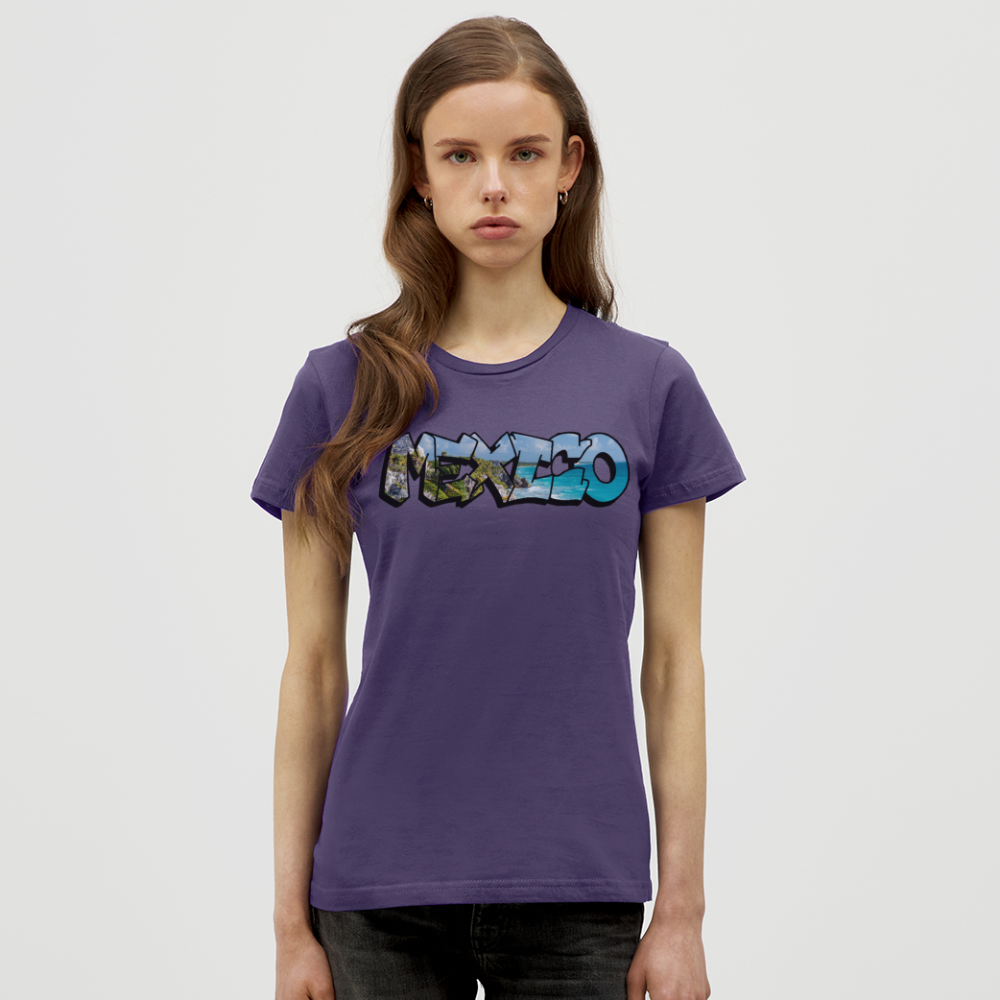 T-Shirt Ladies Mexico Graffiti "Riviera" - Dunkellila
