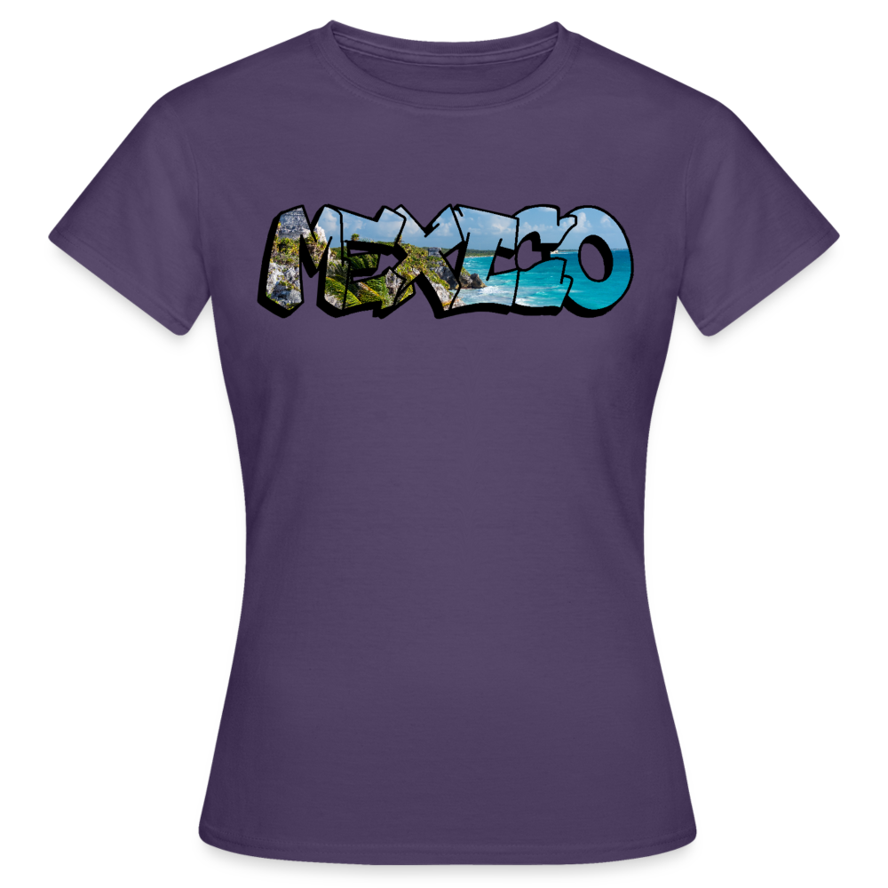 T-Shirt Ladies Mexico Graffiti "Riviera" - Dunkellila