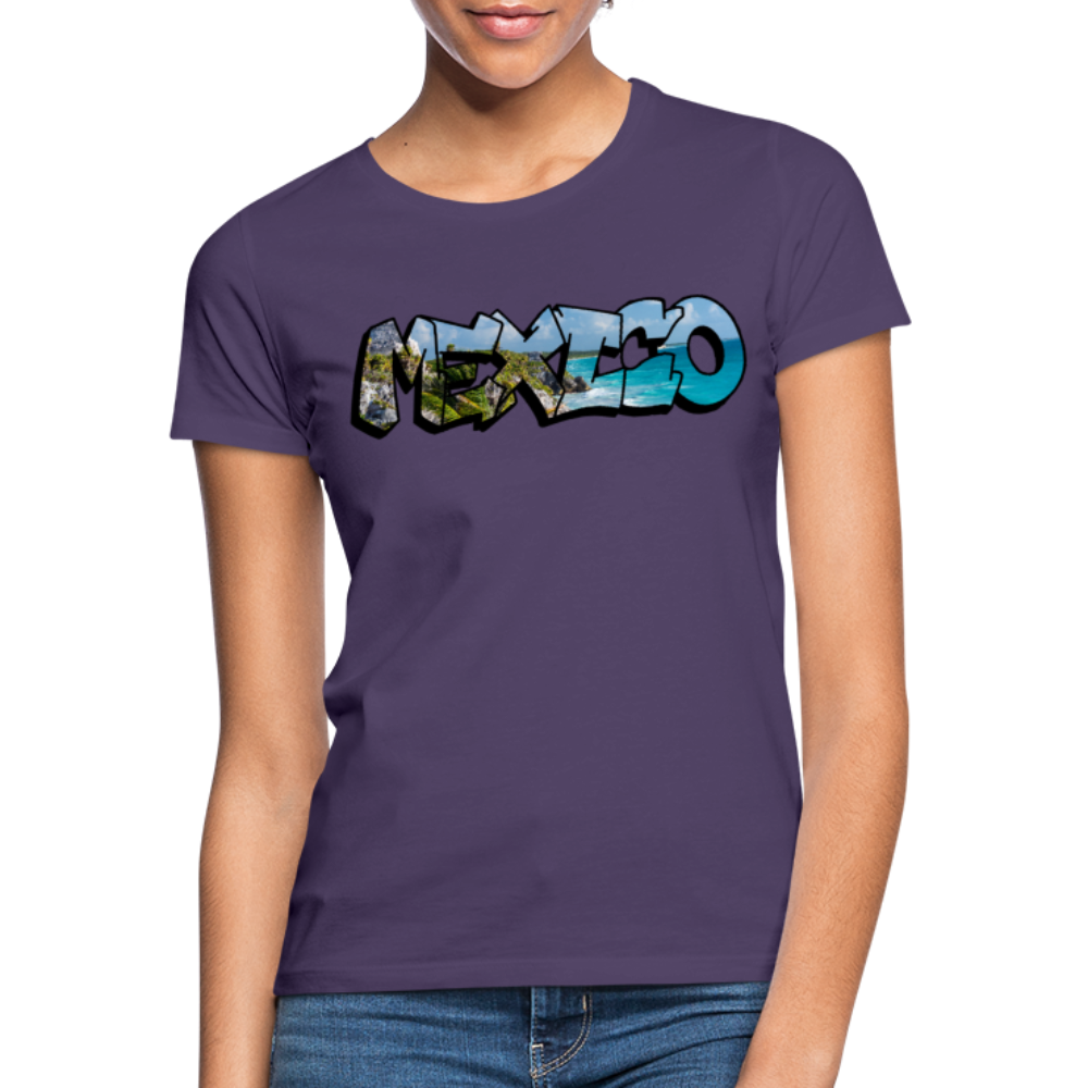 T-Shirt Ladies Mexico Graffiti "Riviera" - Dunkellila