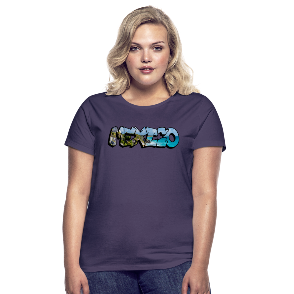 T-Shirt Ladies Mexico Graffiti "Riviera" - Dunkellila