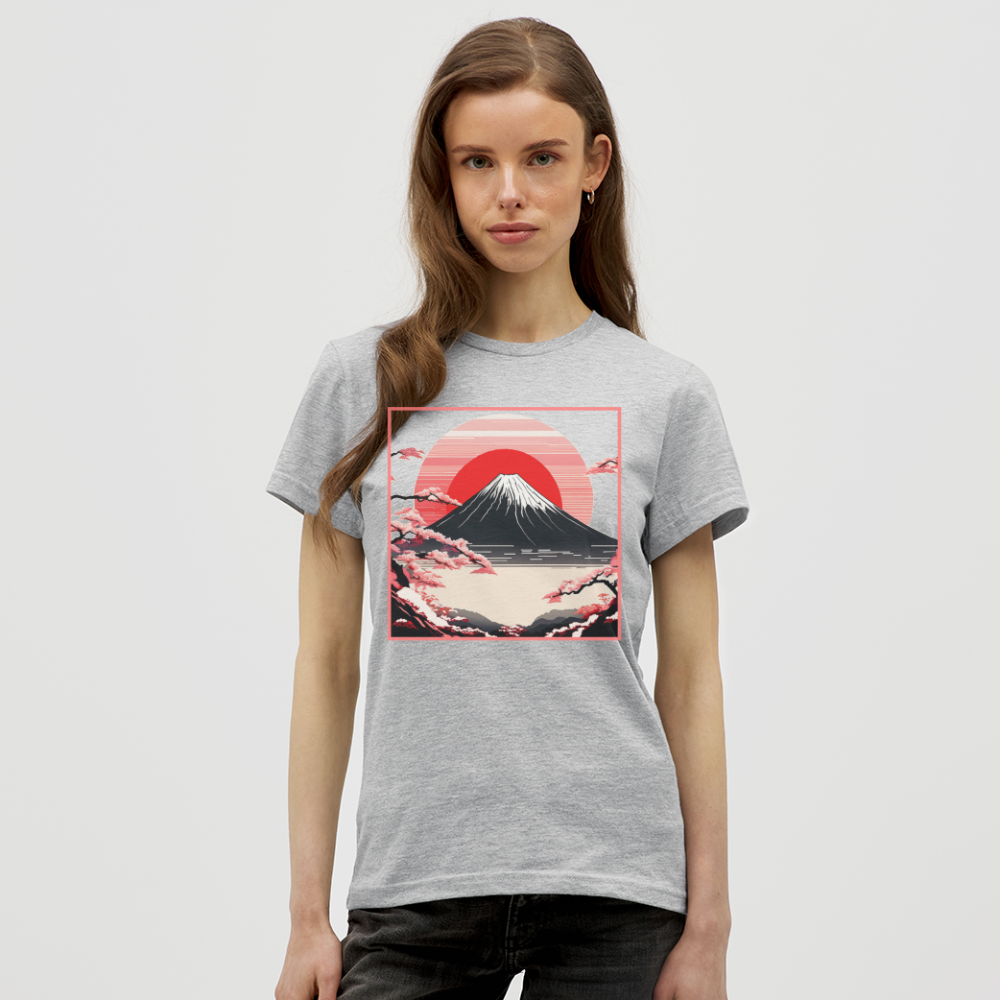 T-Shirt Ladies Japan "Fuji" - Grau meliert