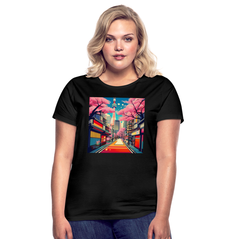 T-Shirt Ladies Japan "Fuji" - Schwarz