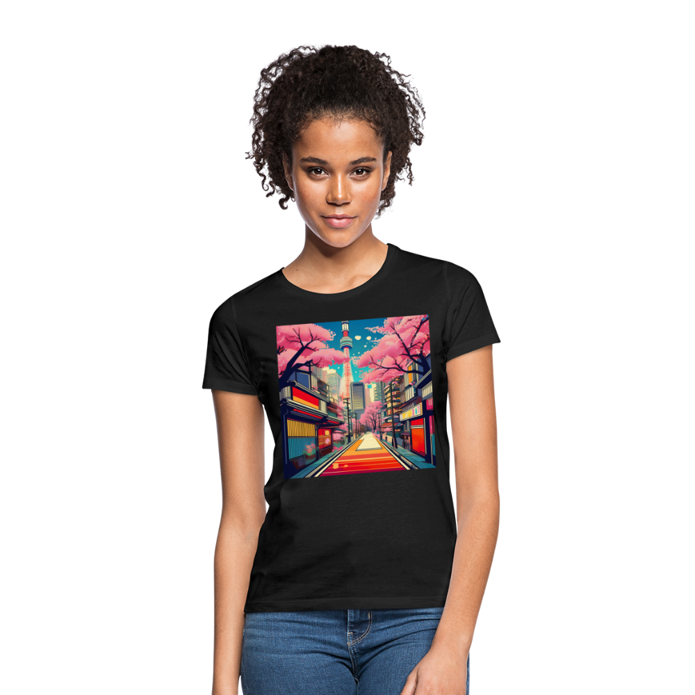 T-Shirt Ladies Japan "Fuji" - Schwarz
