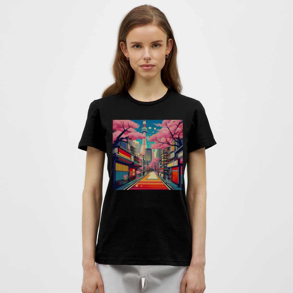 T-Shirt Ladies Japan "Fuji" - Schwarz