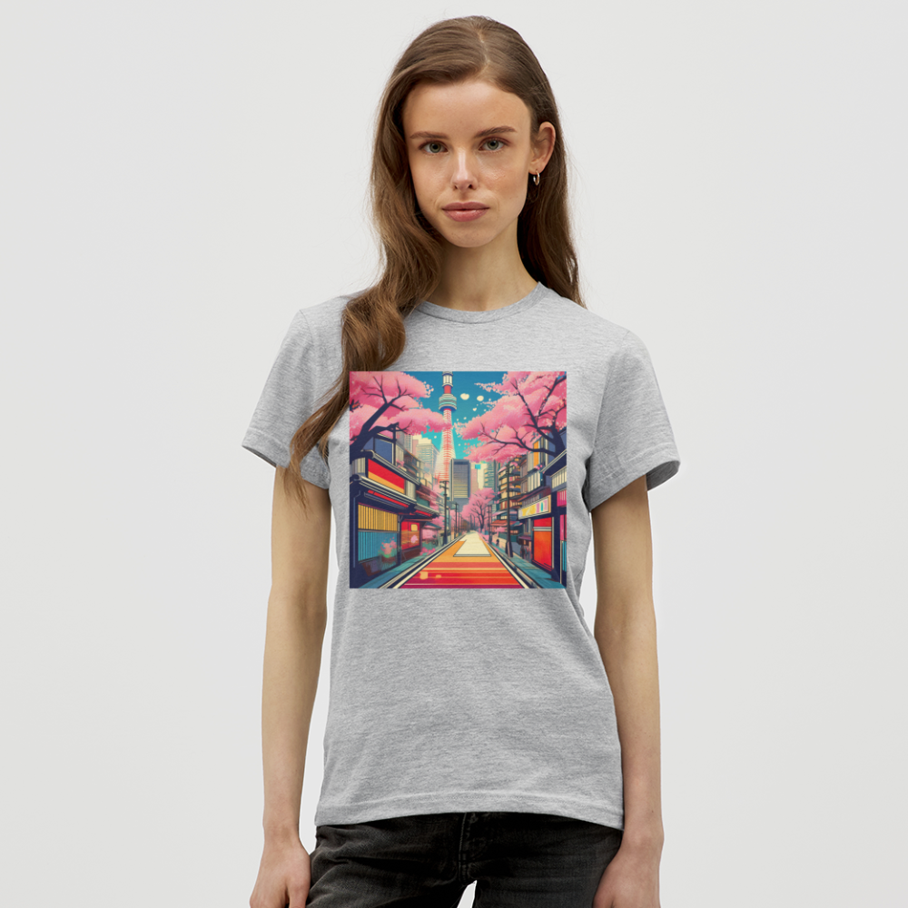 T-Shirt Ladies Japan "Fuji" - Grau meliert