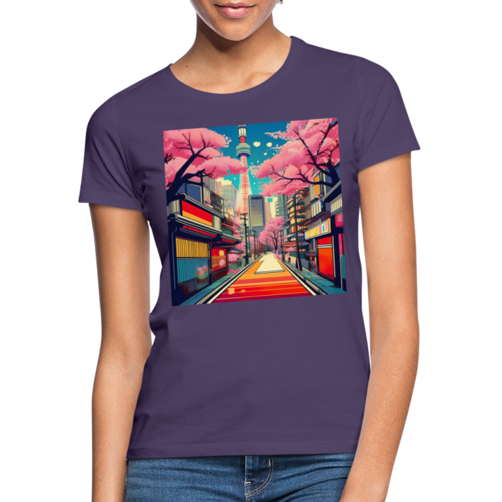T-Shirt Ladies Japan "Fuji" - Dunkellila