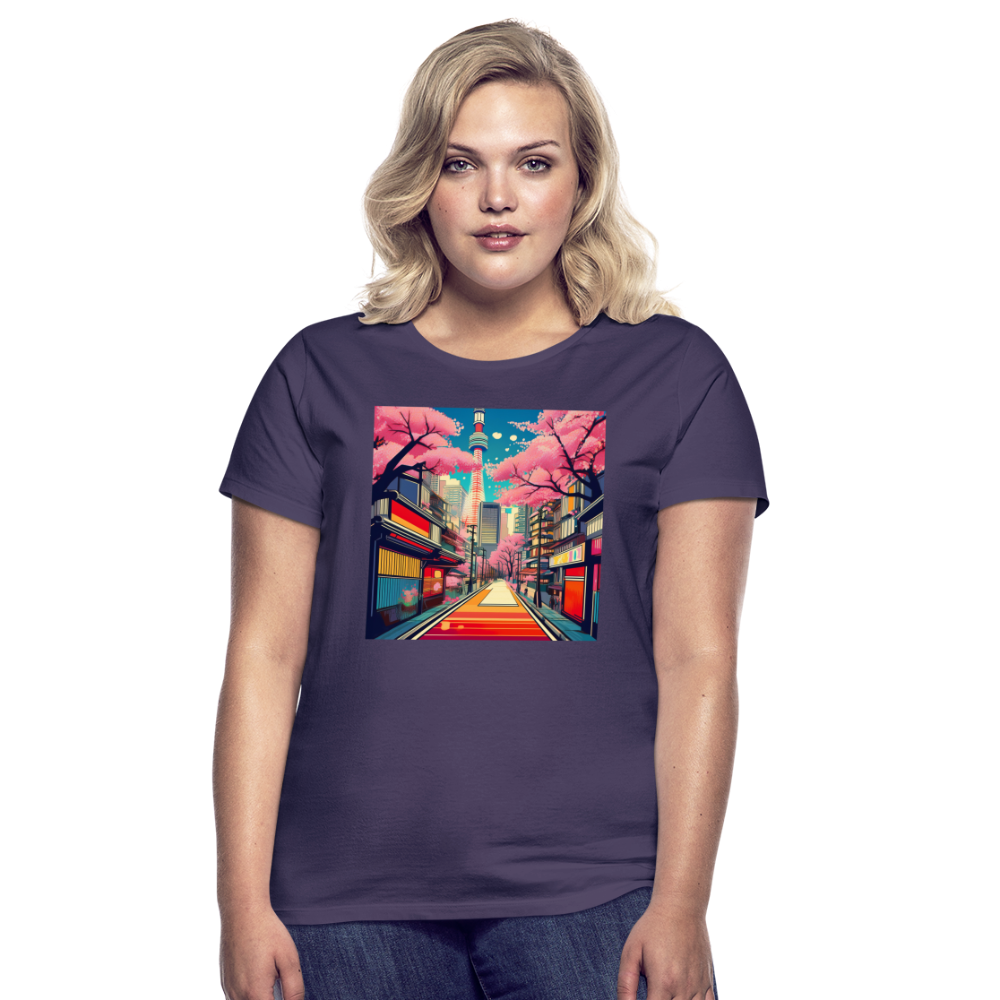 T-Shirt Ladies Japan "Fuji" - Dunkellila