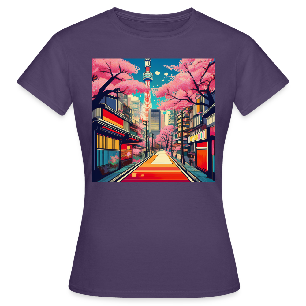 T-Shirt Ladies Japan "Fuji" - Dunkellila