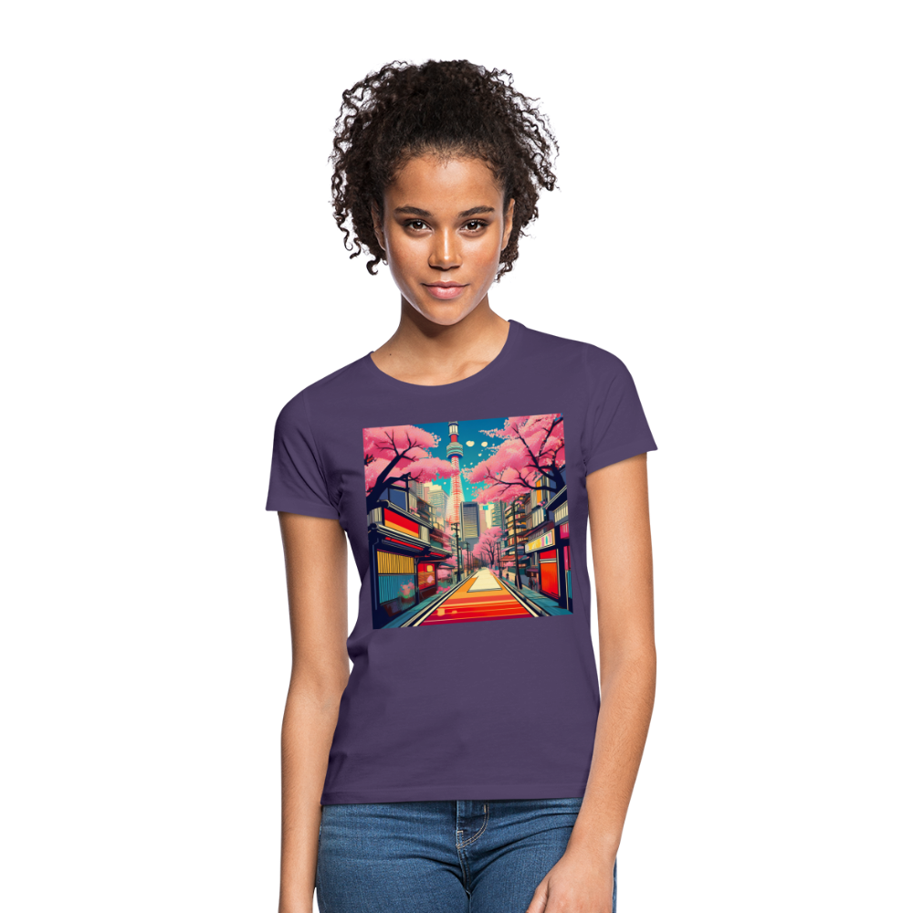 T-Shirt Ladies Japan "Fuji" - Dunkellila