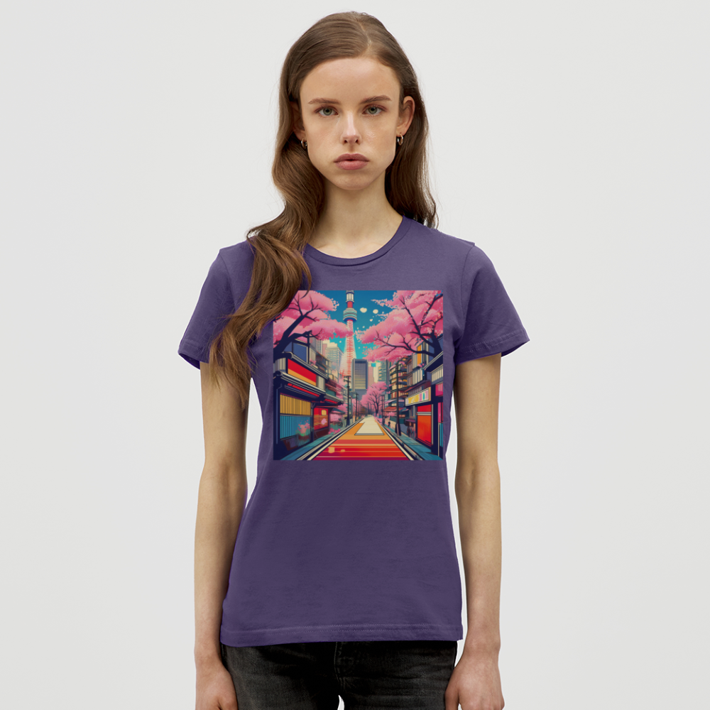 T-Shirt Ladies Japan "Fuji" - Dunkellila