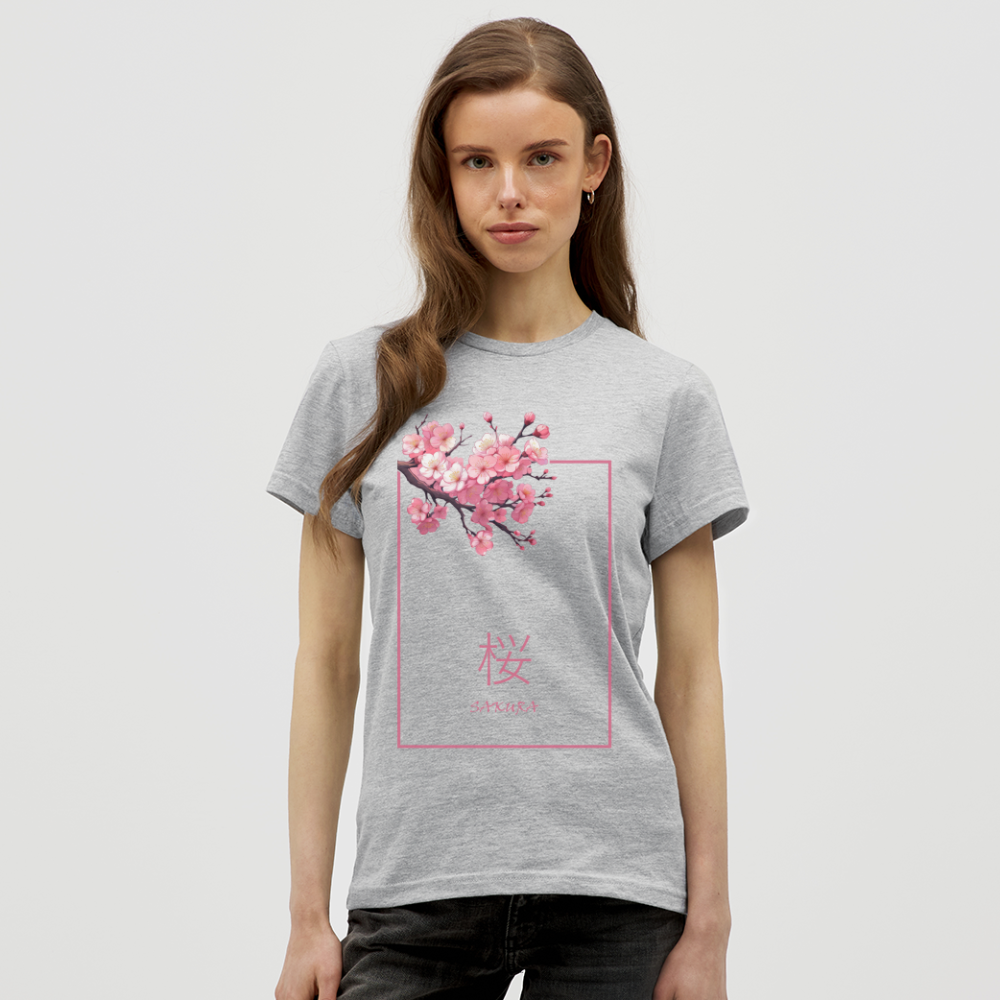 T-Shirt Ladies Japan "Sakura" - Grau meliert