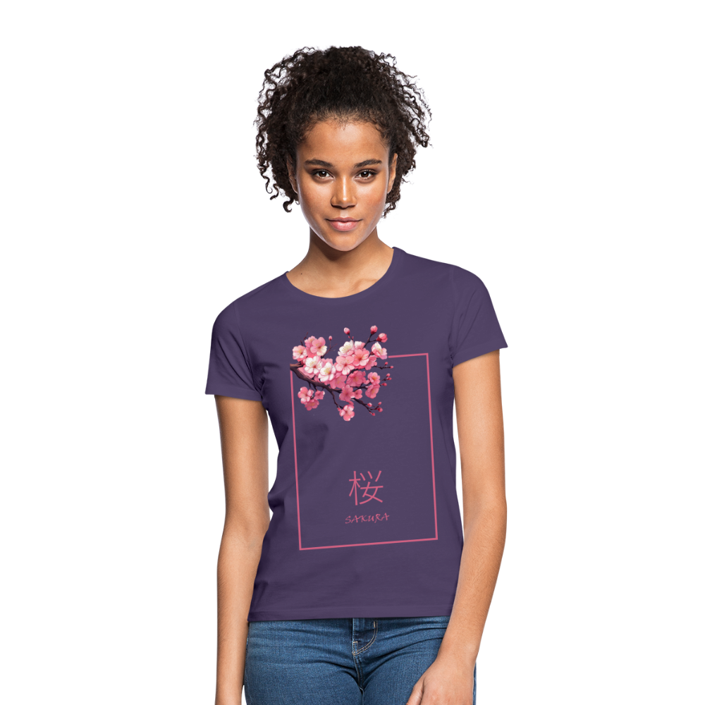 T-Shirt Ladies Japan "Sakura" - Dunkellila