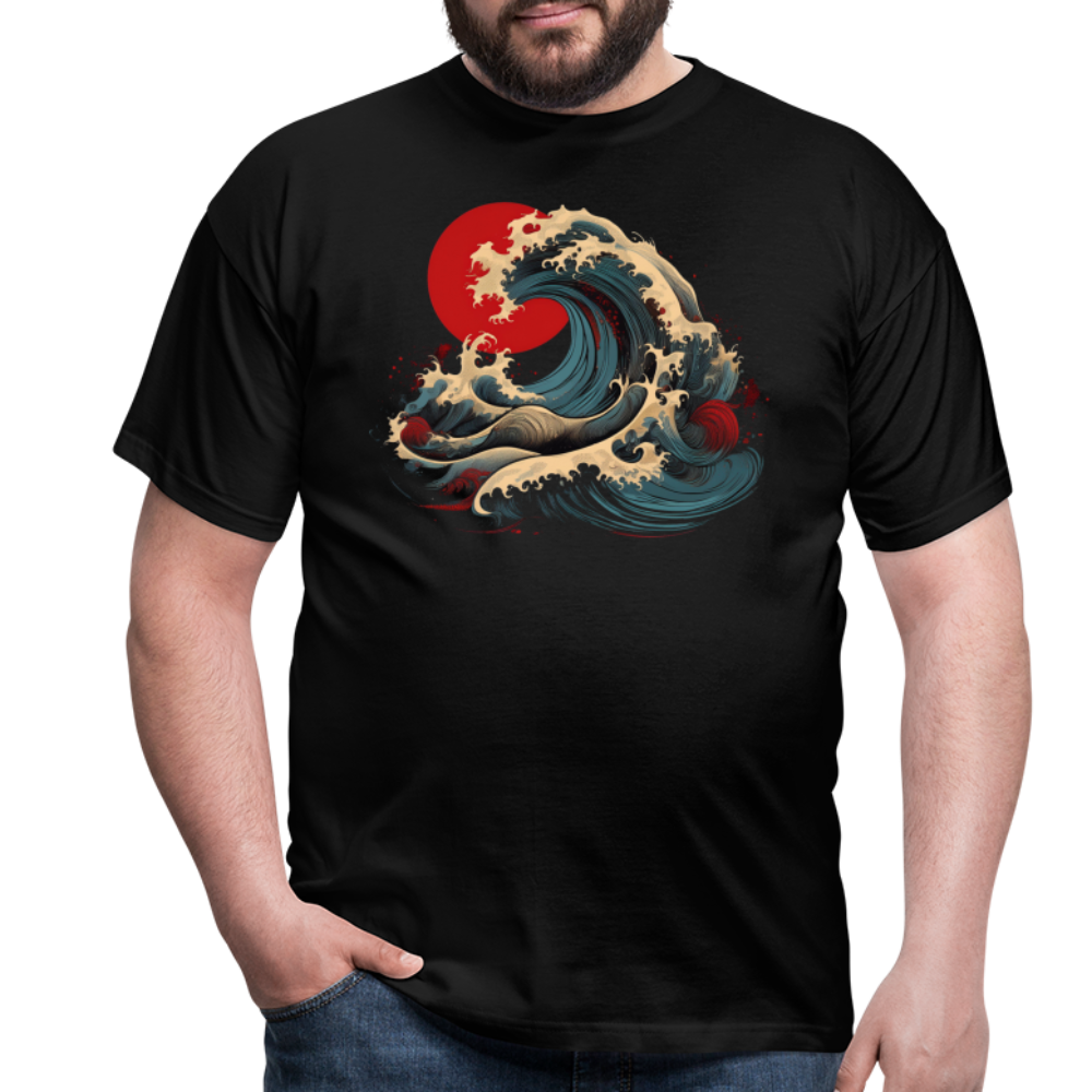 T-Shirt Japan "Wave" - Schwarz