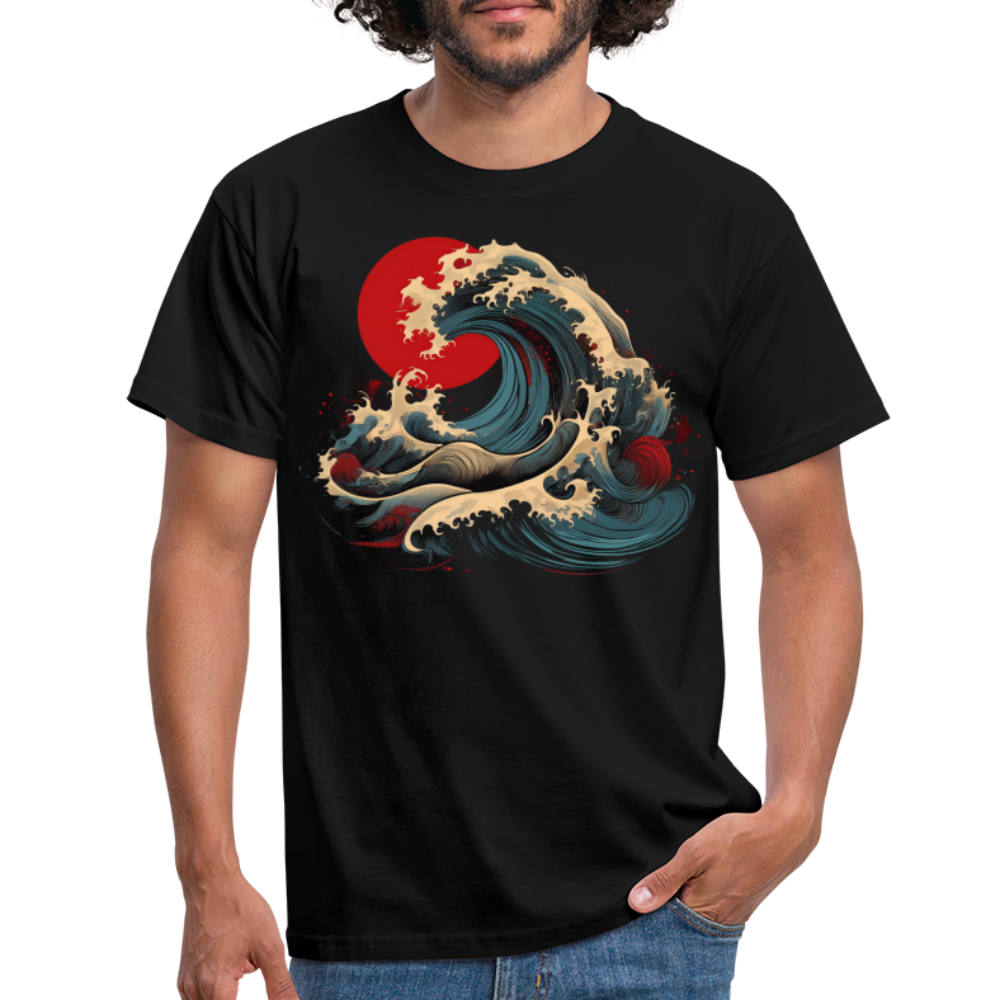 T-Shirt Japan "Wave" - Schwarz
