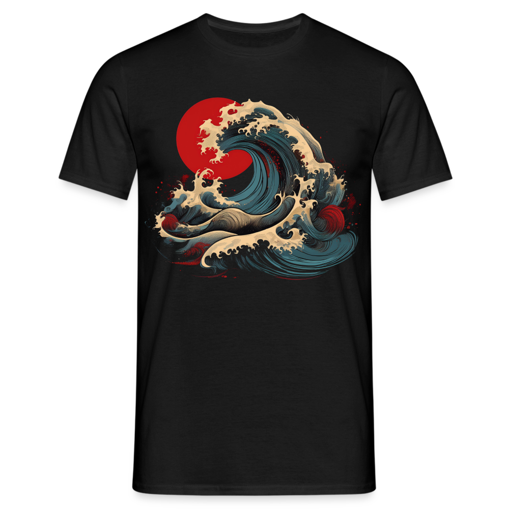 T-Shirt Japan "Wave" - Schwarz