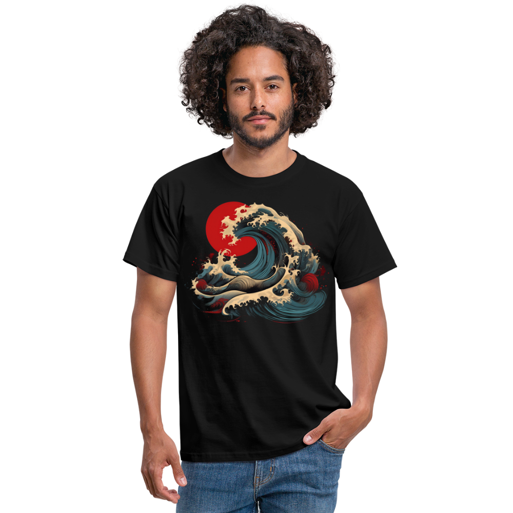 T-Shirt Japan "Wave" - Schwarz