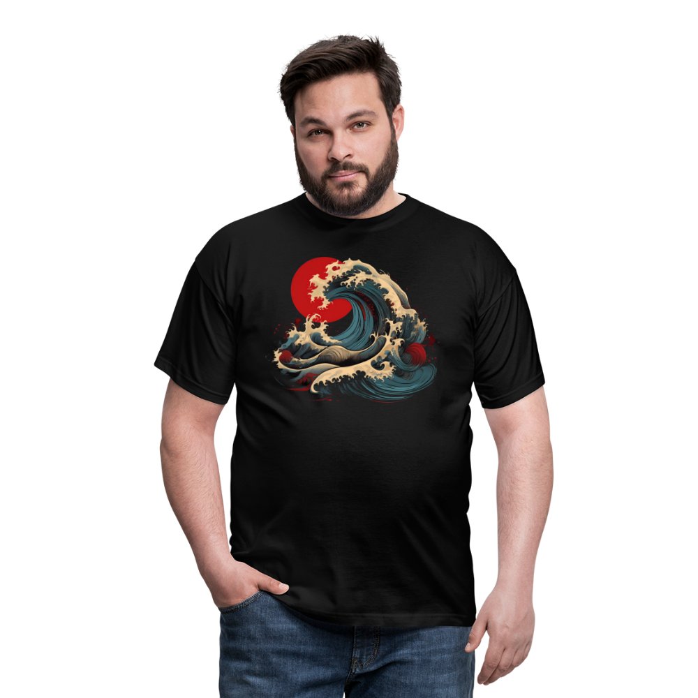 T-Shirt Japan "Wave" - Schwarz