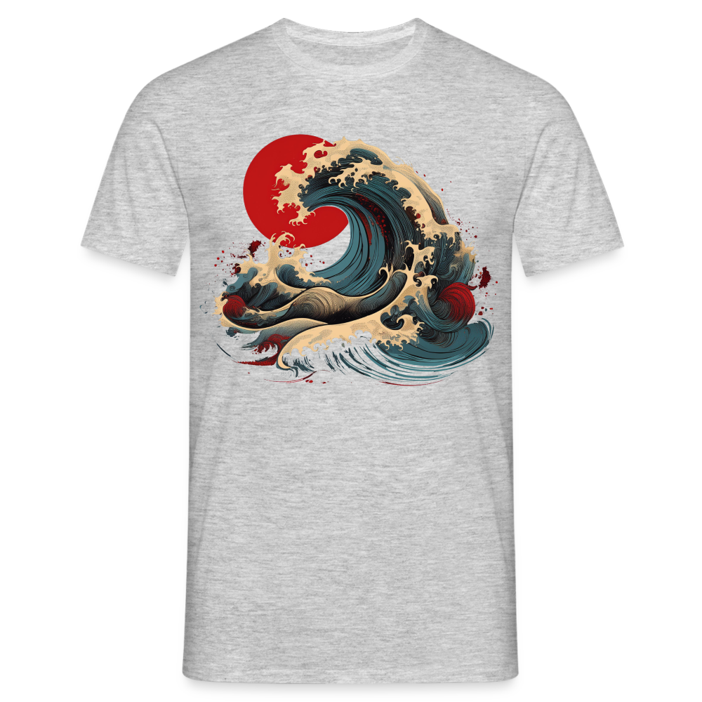 T-Shirt Japan "Wave" - Grau meliert
