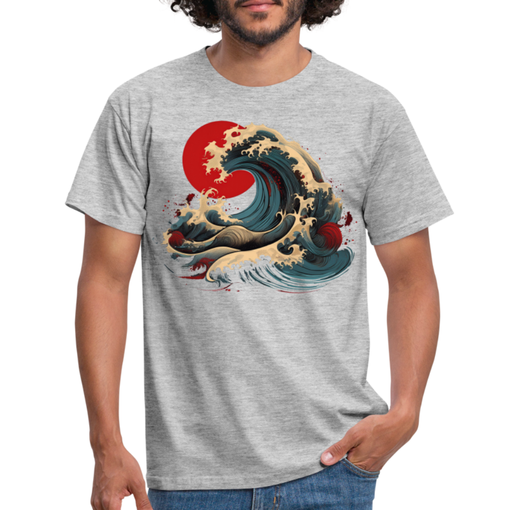 T-Shirt Japan "Wave" - Grau meliert
