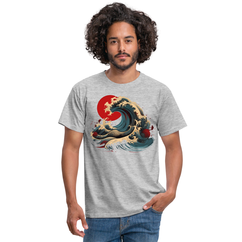 T-Shirt Japan "Wave" - Grau meliert