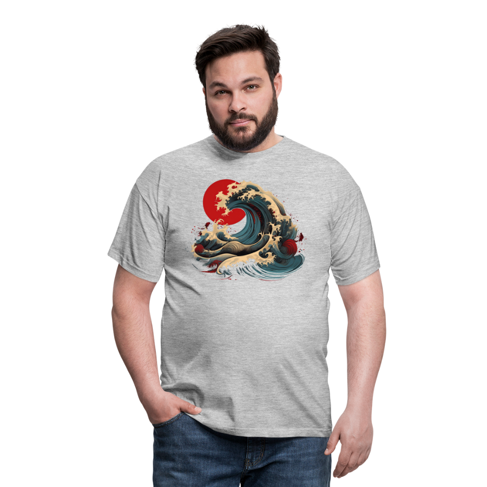 T-Shirt Japan "Wave" - Grau meliert
