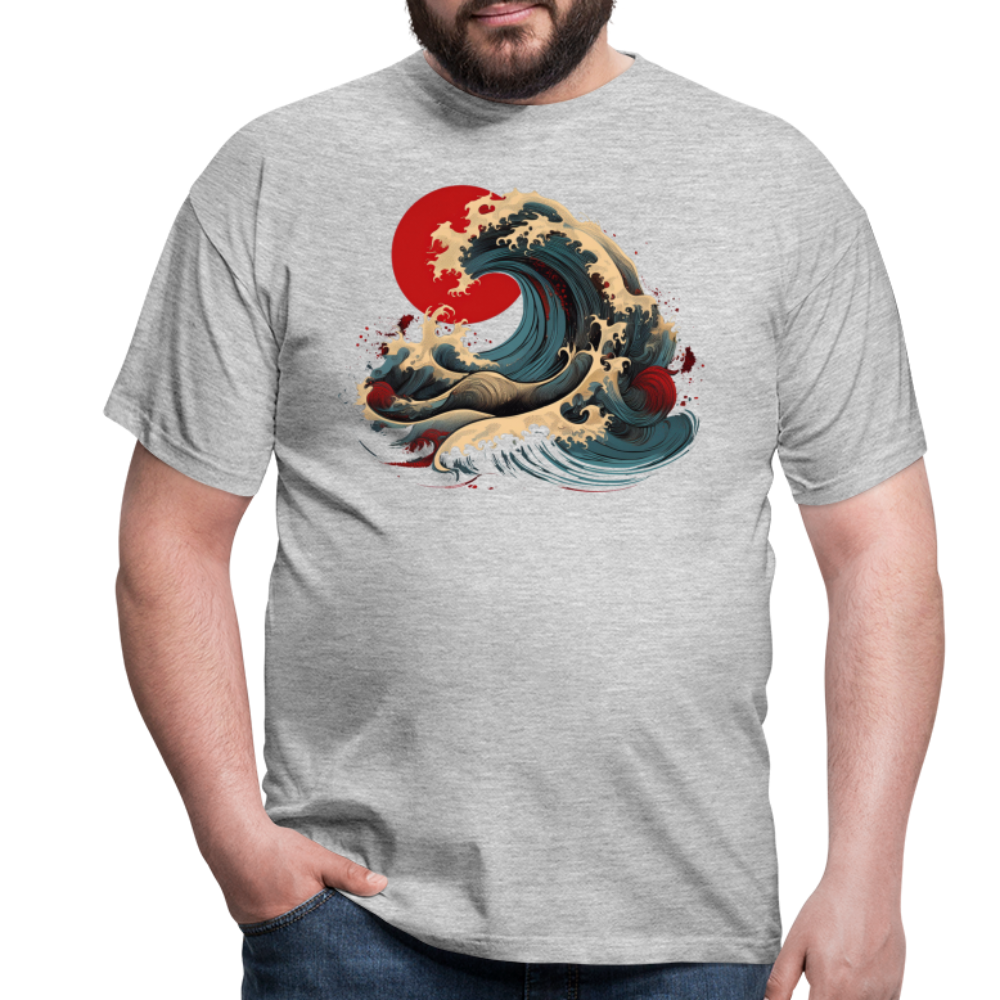 T-Shirt Japan "Wave" - Grau meliert