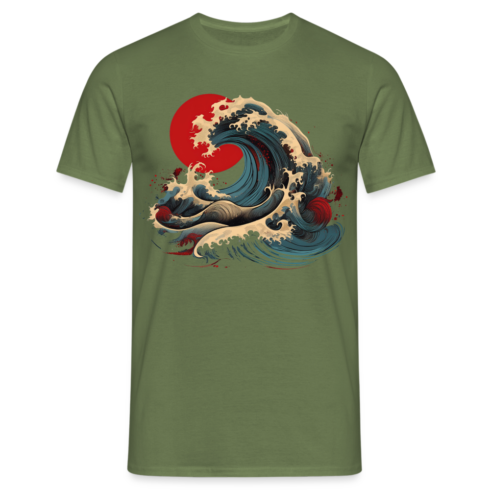 T-Shirt Japan "Wave" - Militärgrün