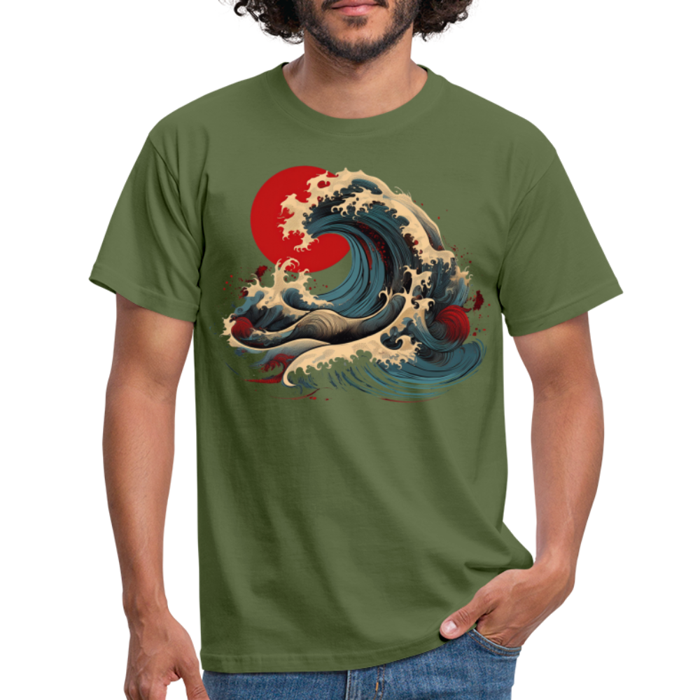 T-Shirt Japan "Wave" - Militärgrün
