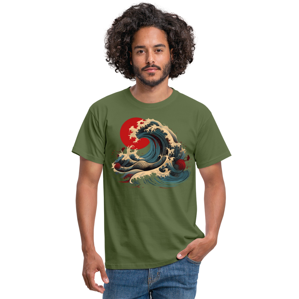 T-Shirt Japan "Wave" - Militärgrün