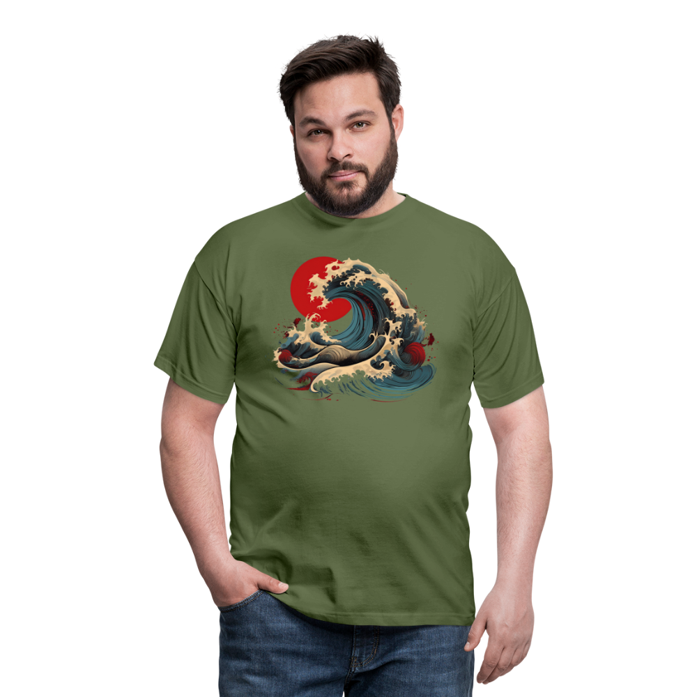 T-Shirt Japan "Wave" - Militärgrün