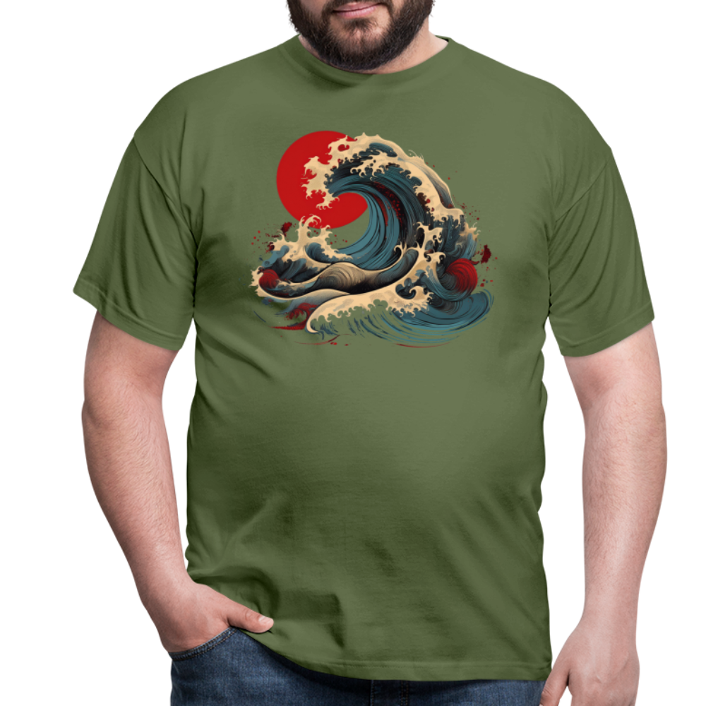 T-Shirt Japan "Wave" - Militärgrün