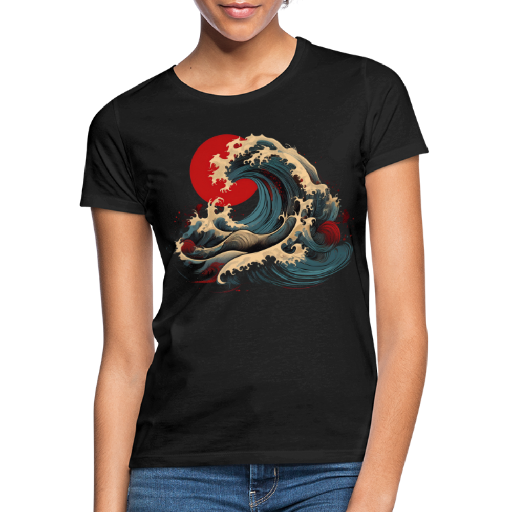 T-Shirt Ladies Japan "Wave" - Schwarz