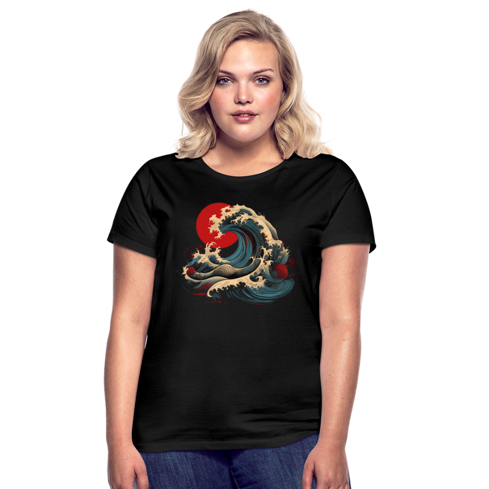 T-Shirt Ladies Japan "Wave" - Schwarz