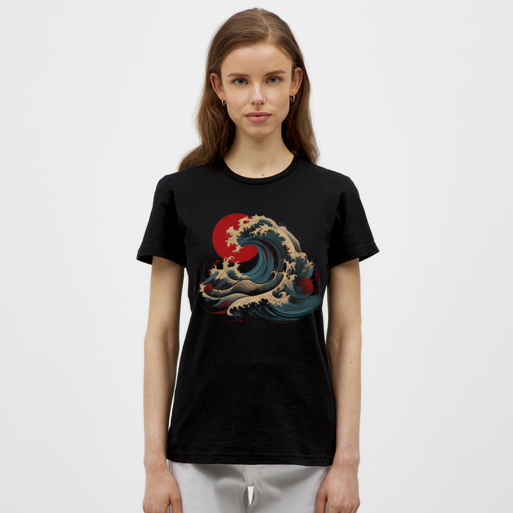T-Shirt Ladies Japan "Wave" - Schwarz