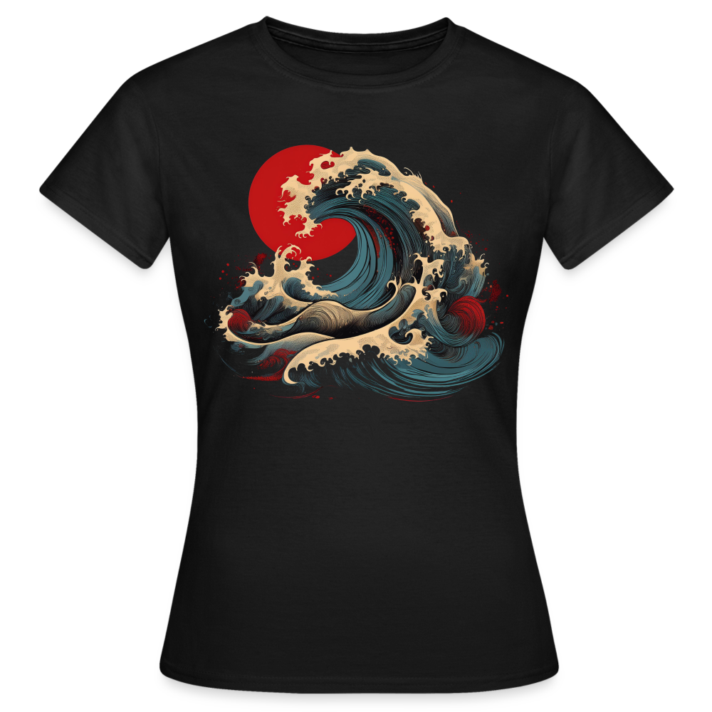 T-Shirt Ladies Japan "Wave" - Schwarz