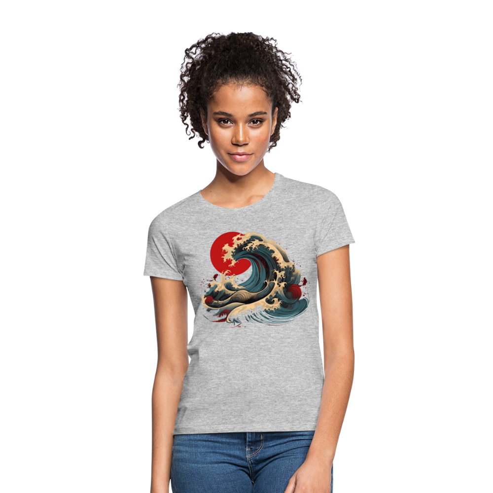 T-Shirt Ladies Japan "Wave" - Grau meliert