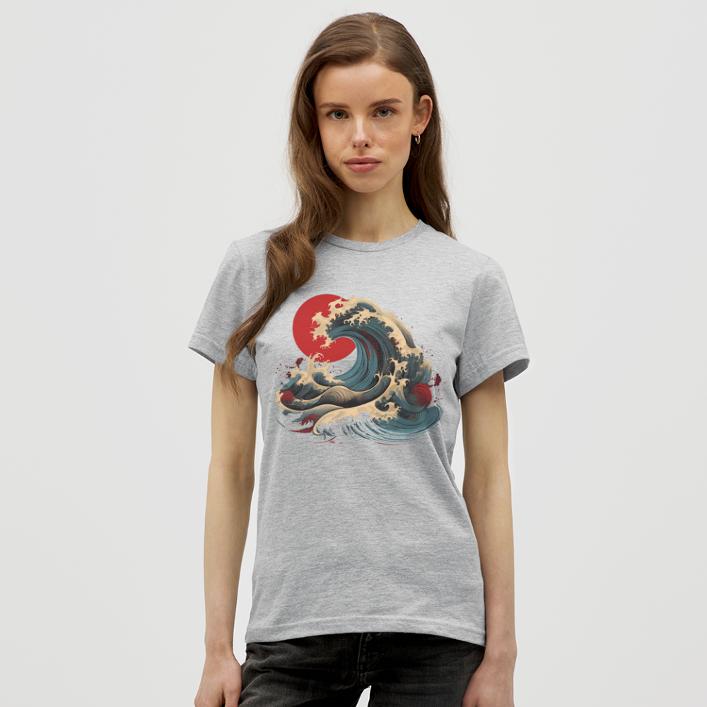 T-Shirt Ladies Japan "Wave" - Grau meliert