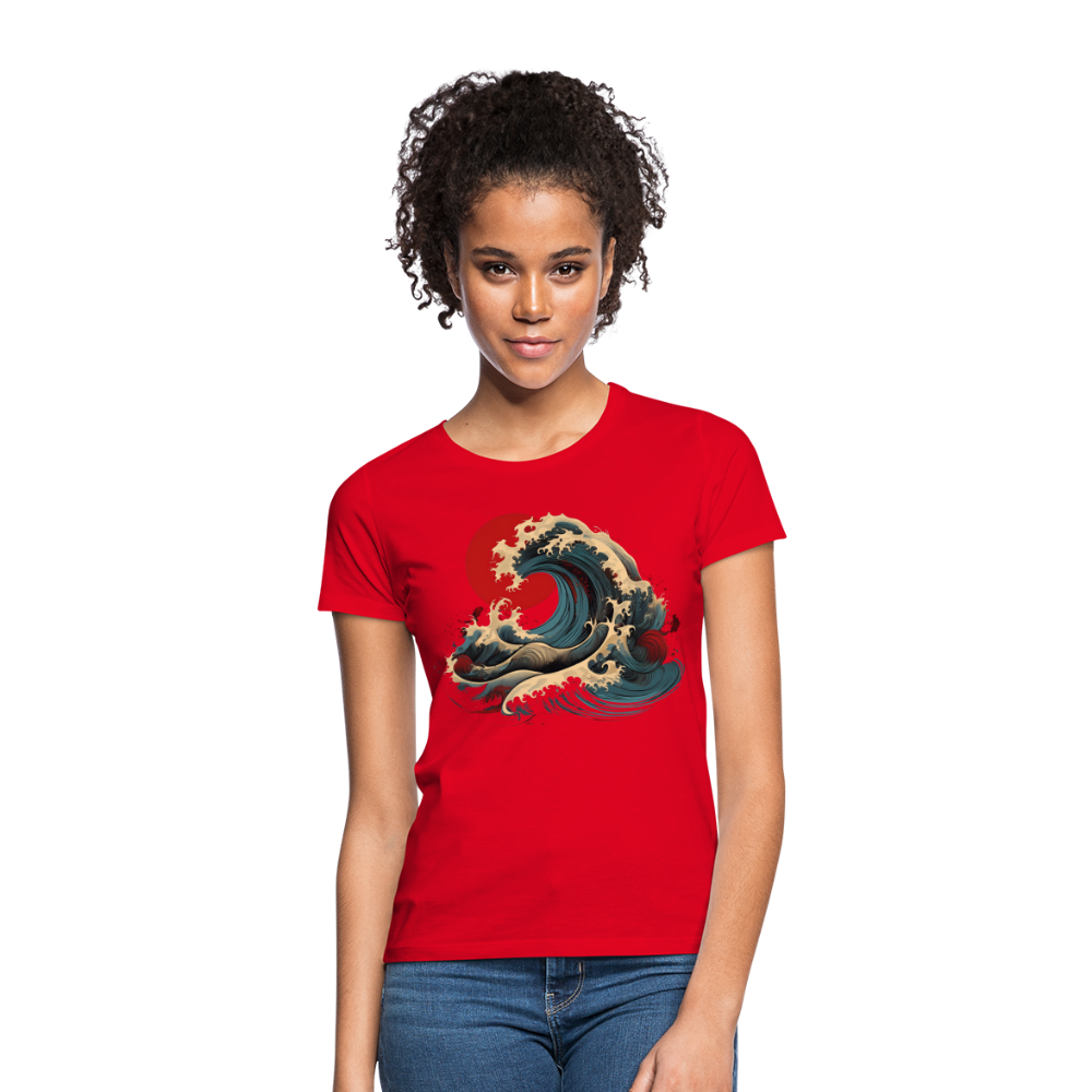 T-Shirt Ladies Japan "Wave" - Rot