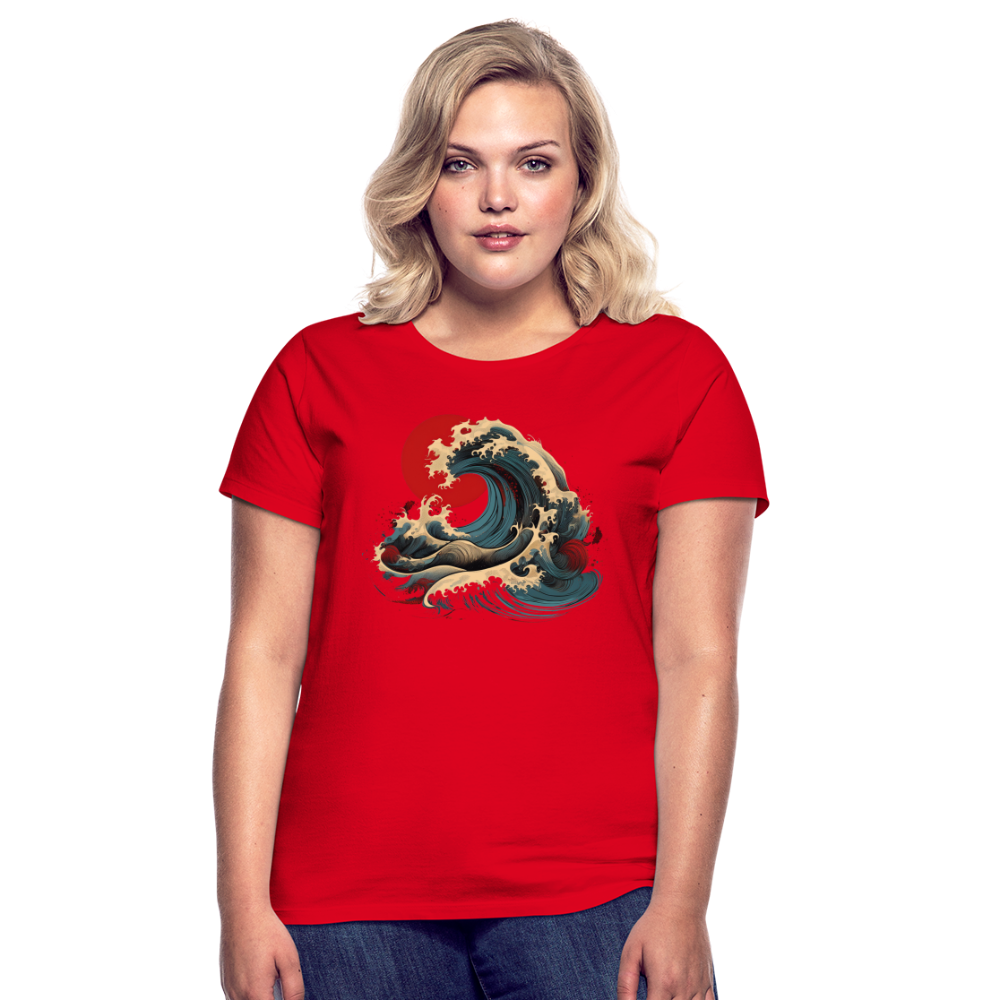 T-Shirt Ladies Japan "Wave" - Rot