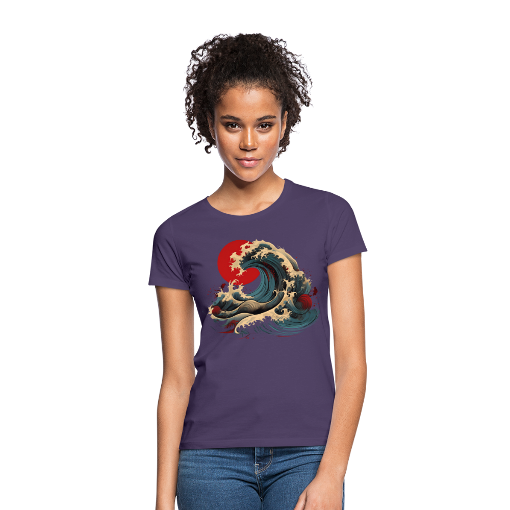 T-Shirt Ladies Japan "Wave" - Dunkellila