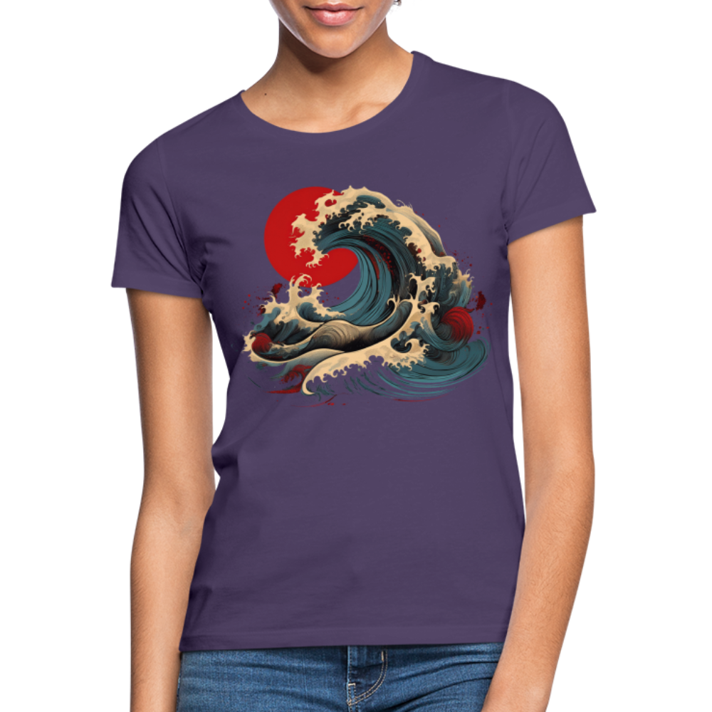 T-Shirt Ladies Japan "Wave" - Dunkellila